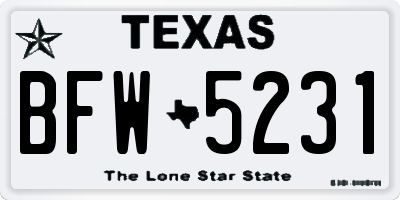 TX license plate BFW5231