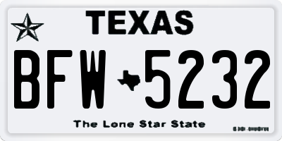 TX license plate BFW5232