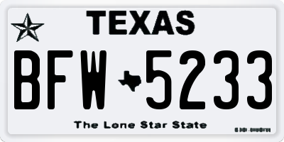 TX license plate BFW5233