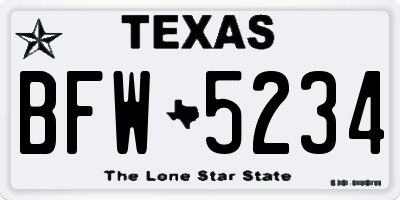 TX license plate BFW5234
