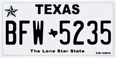 TX license plate BFW5235