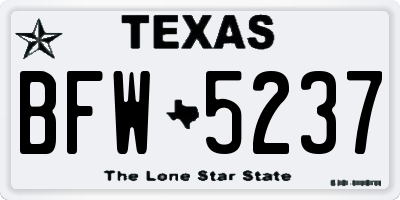 TX license plate BFW5237