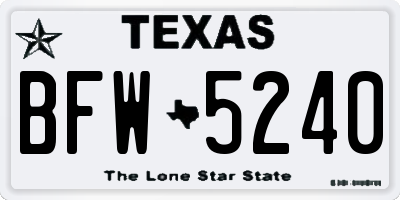 TX license plate BFW5240