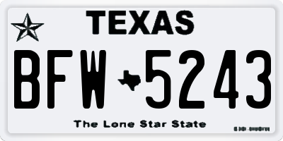 TX license plate BFW5243