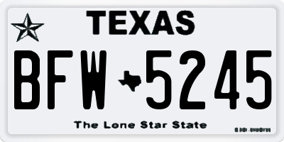 TX license plate BFW5245