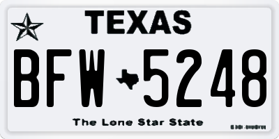 TX license plate BFW5248