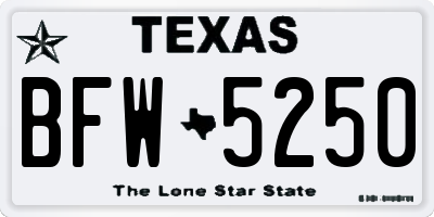 TX license plate BFW5250