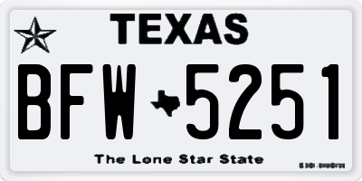 TX license plate BFW5251
