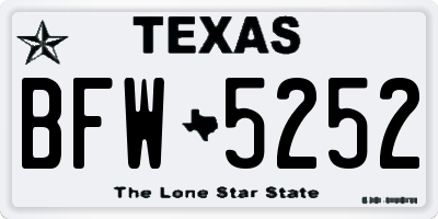 TX license plate BFW5252