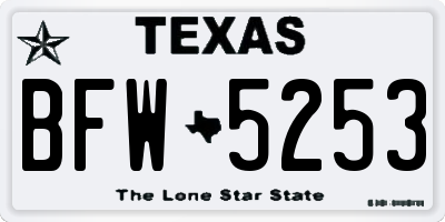 TX license plate BFW5253