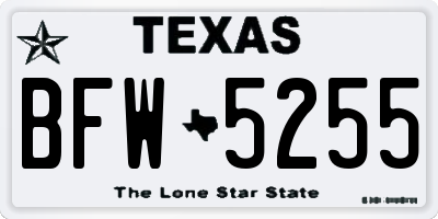 TX license plate BFW5255