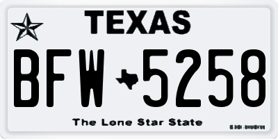 TX license plate BFW5258