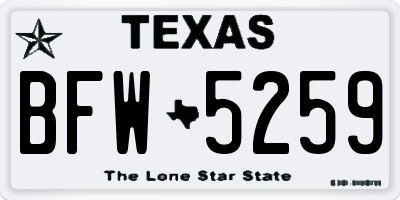 TX license plate BFW5259