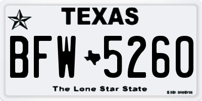 TX license plate BFW5260