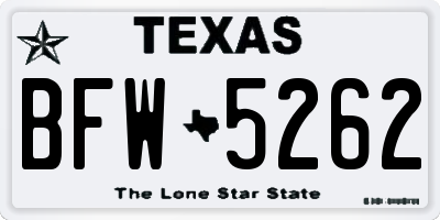 TX license plate BFW5262