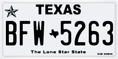 TX license plate BFW5263
