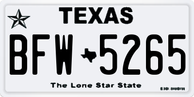TX license plate BFW5265