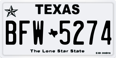 TX license plate BFW5274
