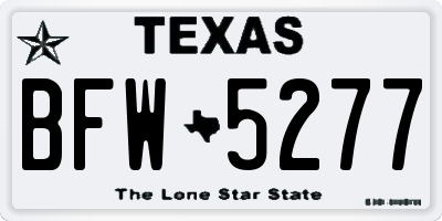 TX license plate BFW5277