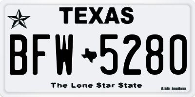 TX license plate BFW5280