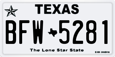 TX license plate BFW5281