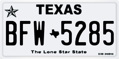 TX license plate BFW5285