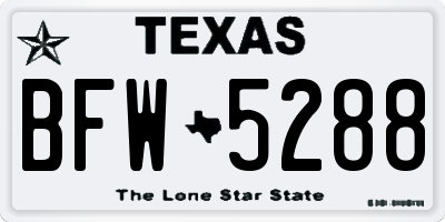 TX license plate BFW5288