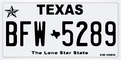 TX license plate BFW5289