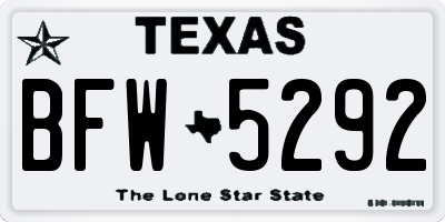 TX license plate BFW5292