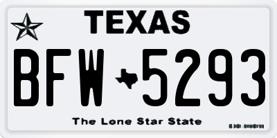 TX license plate BFW5293