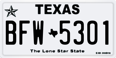 TX license plate BFW5301