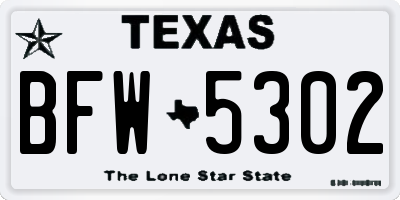 TX license plate BFW5302