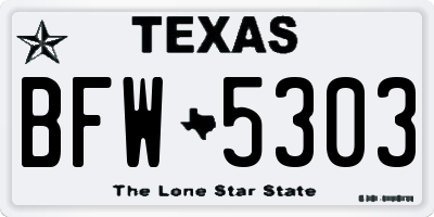 TX license plate BFW5303