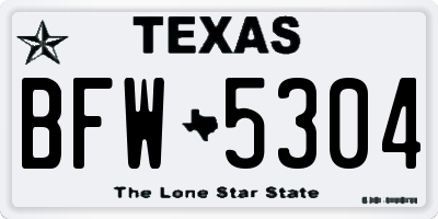 TX license plate BFW5304