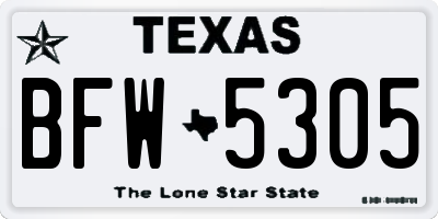 TX license plate BFW5305
