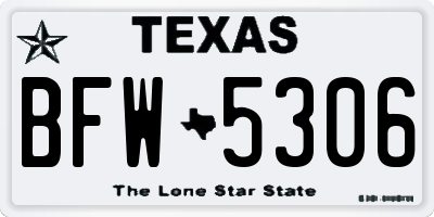 TX license plate BFW5306