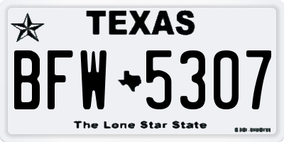 TX license plate BFW5307