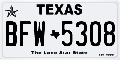 TX license plate BFW5308