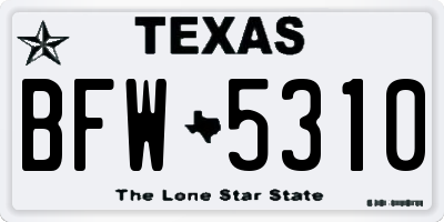 TX license plate BFW5310