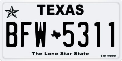 TX license plate BFW5311