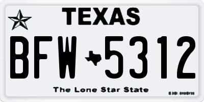 TX license plate BFW5312