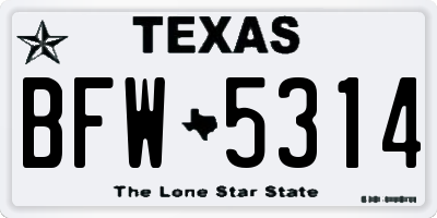 TX license plate BFW5314