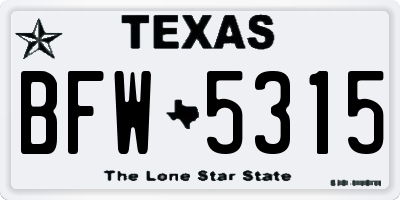 TX license plate BFW5315