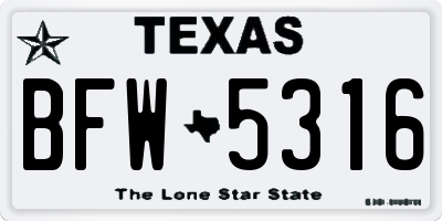 TX license plate BFW5316