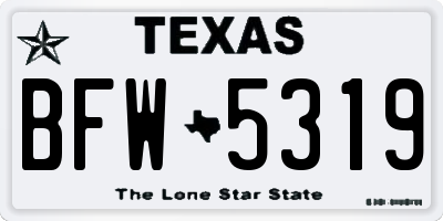 TX license plate BFW5319