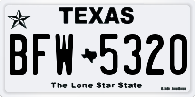 TX license plate BFW5320