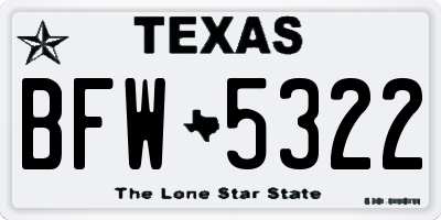 TX license plate BFW5322