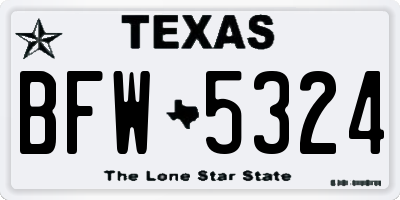 TX license plate BFW5324