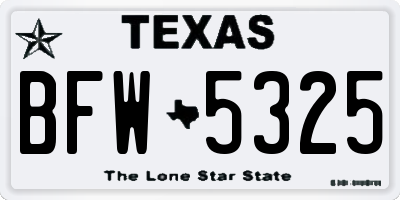 TX license plate BFW5325
