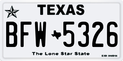 TX license plate BFW5326